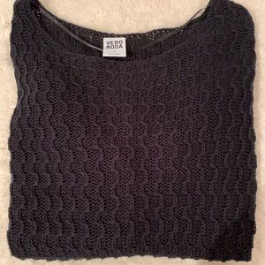 Mendocino Black Squiggle-knit Pattern Sweater